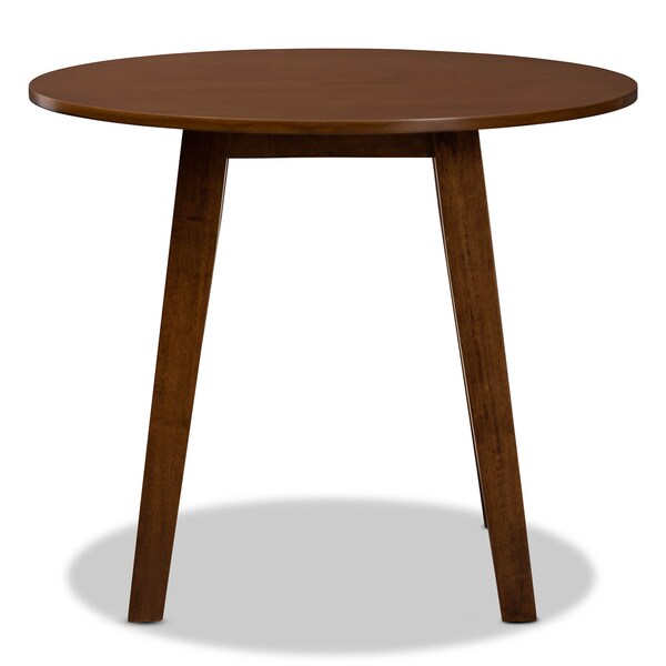 Ela Walnut Brown Finished 35-Inch-Wide Round Wood Dining Table
